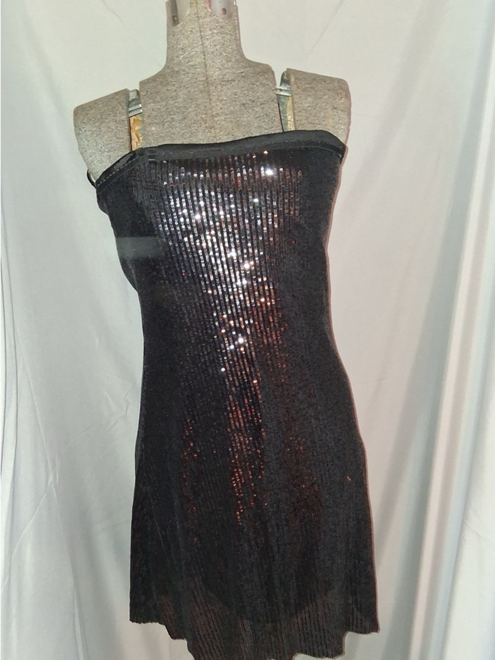 Arielle Black Strapless Sequin Mini Dress Size Large Formal - Picture 3 of 8